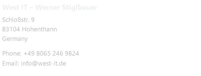 West IT provider contact details, including the proprietor, postal address, phone number and email
